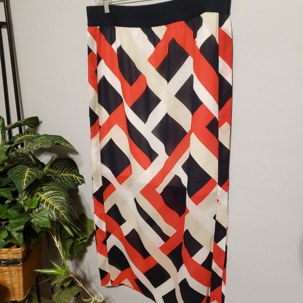 New Ann Taylor (red, white and black) Maxi Skirt Size L